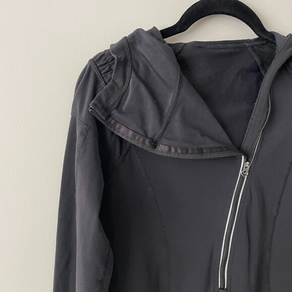 Lululemon Athletica Pullover Hoodie Asymmetrical 1/2 Zip Casual Black 6 - Picture 5 of 8
